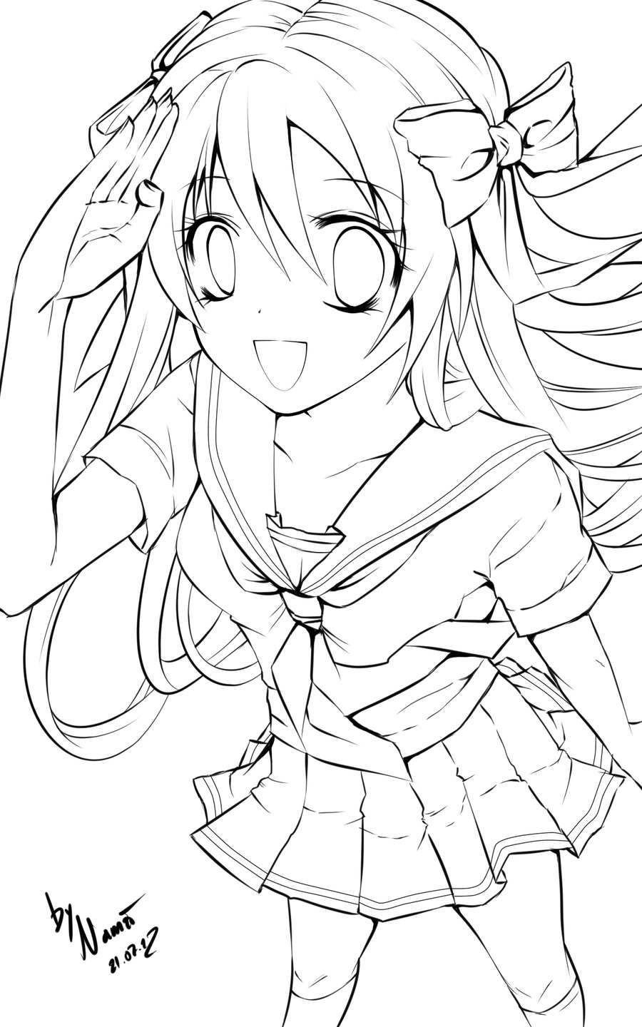 900x1440 Anime Girl Outline Coloring Pages