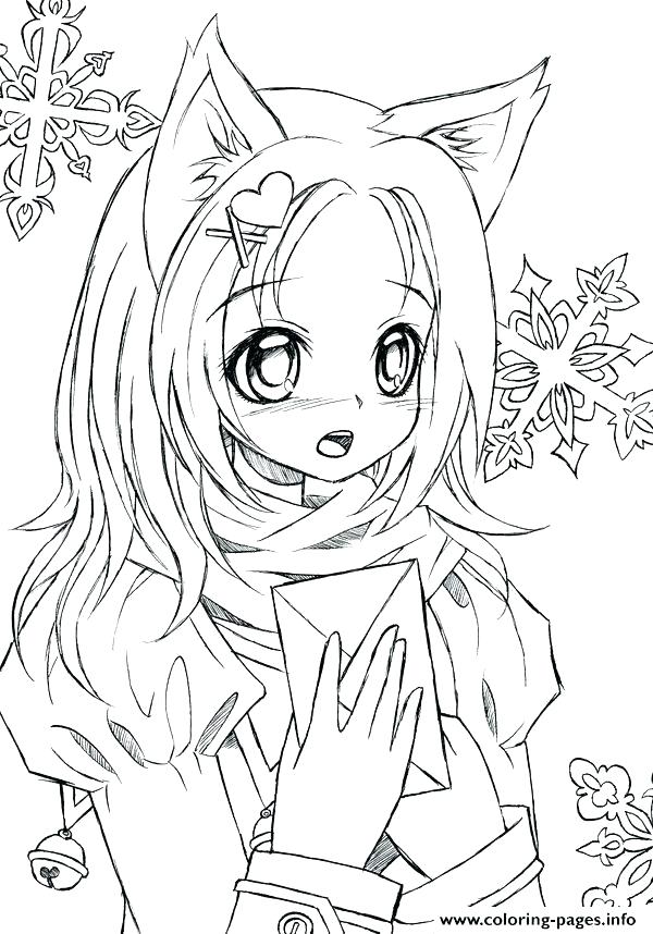 600x858 Anime Fox Girl Coloring Pages