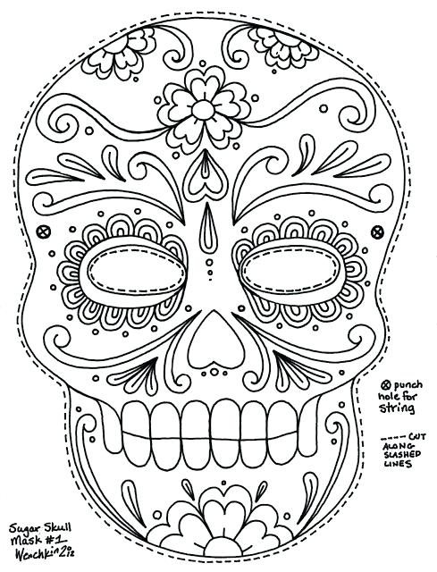 489x640 Dia De Los Muertos Coloring Pictures Day Of The Dead Skull