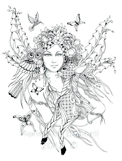 500x662 Detailed Fairy Coloring Pages For Adults Free Printable Es