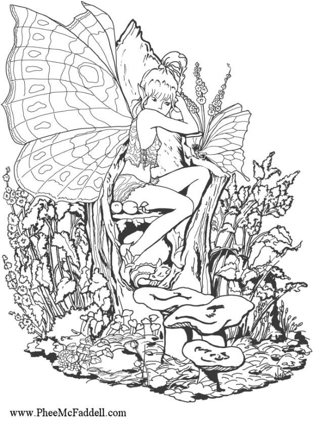 619x832 Fantasy Pages For Adult Coloring Coloring Page Forest Fairy