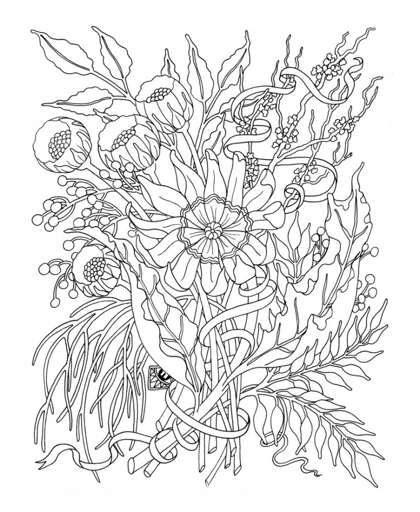 837x1020 Detailed Flower Coloring Pages