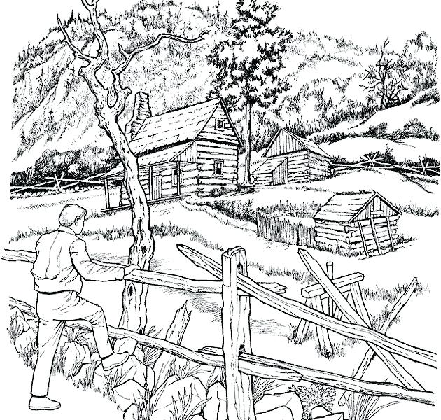 630x600 Landscape Coloring Pages 62 Packed With Christmas Landscape