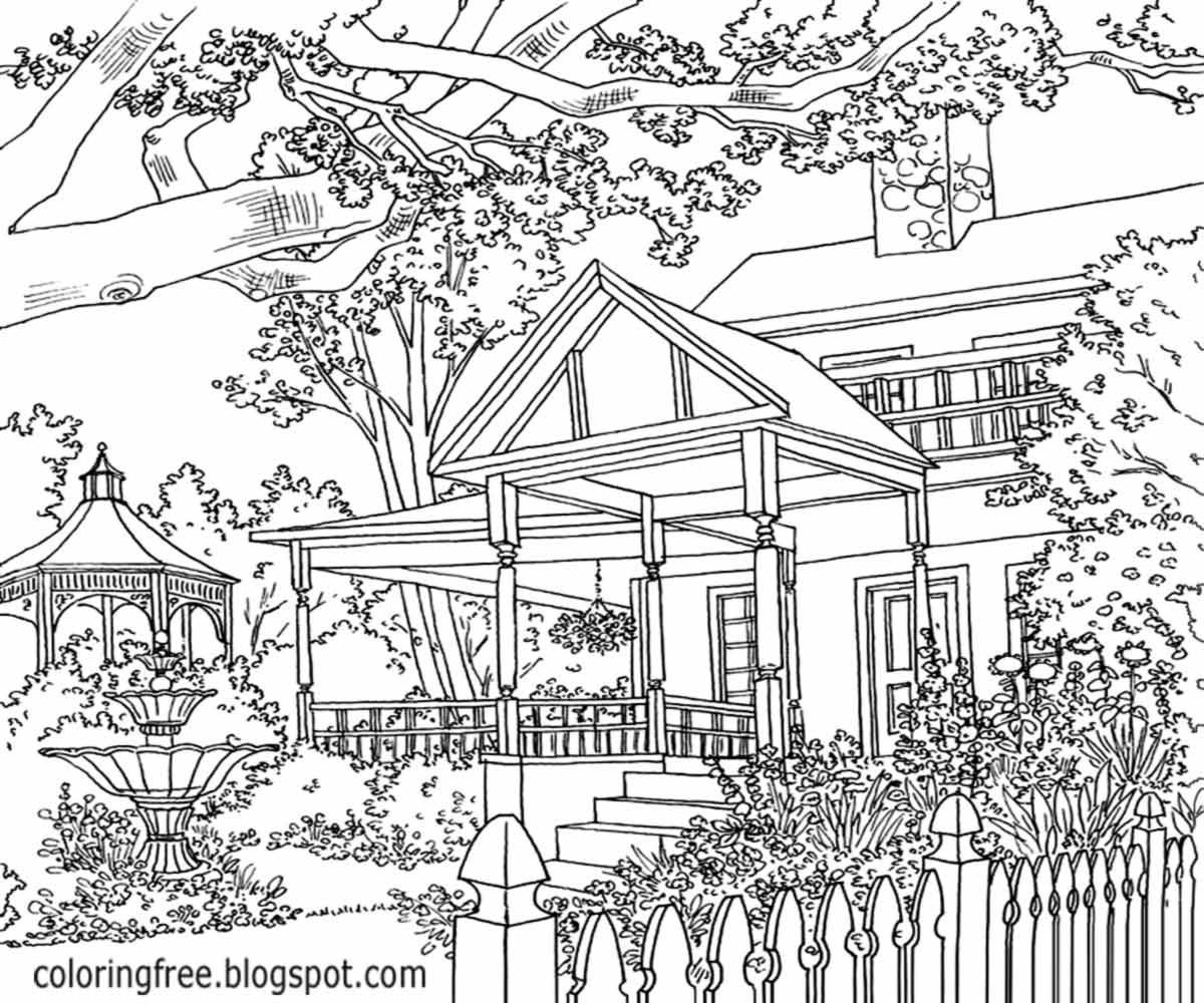 1200x1000 Landscape Coloring Pages For Adults