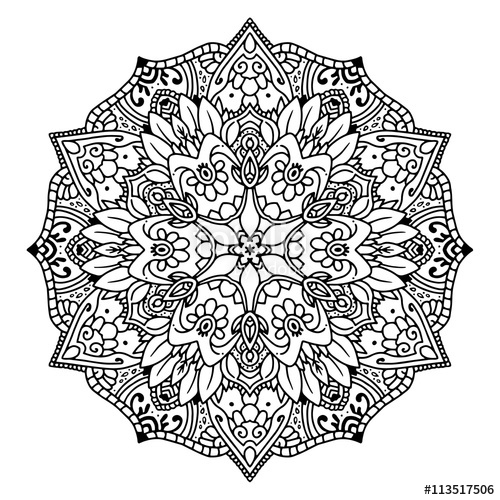 500x500 Black Mandala For Coloring. Mandala Vector Coloring Page. Mandala