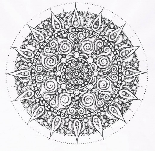 520x506 Fantastical Printable Mandala Coloring Pages For Adults