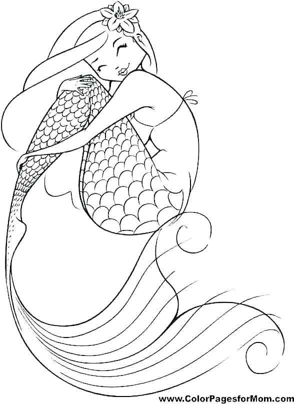 588x808 Mermaid Coloring Pages Print Realistic