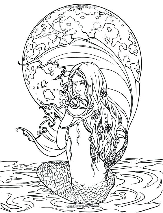 564x736 Realistic Mermaid Colo Amazing Mermaid Coloring Pages For Adults