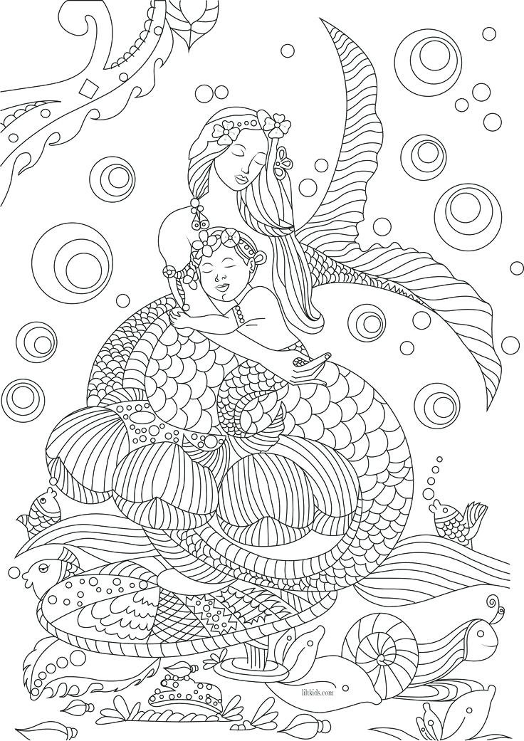 736x1041 Good Mermaid Coloring Pages For Adults For Adult Coloring Mermaid