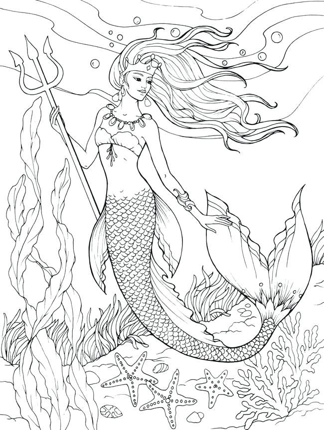 650x863 Mermaid Coloring Pages For Adults Best Adult Mermaid Coloring
