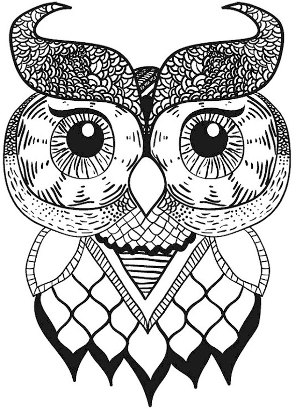 584x820 Printable Owl Coloring Pages For Adults