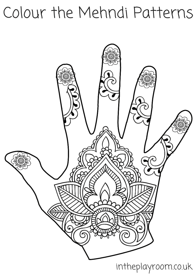 793x1122 Mehndi Hand Colouring Pages