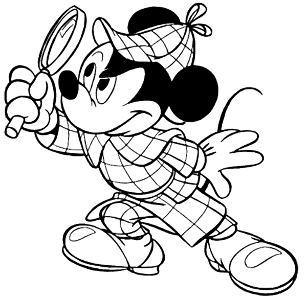600x585 Mickey Mouse Detective Coloring Page Coloring