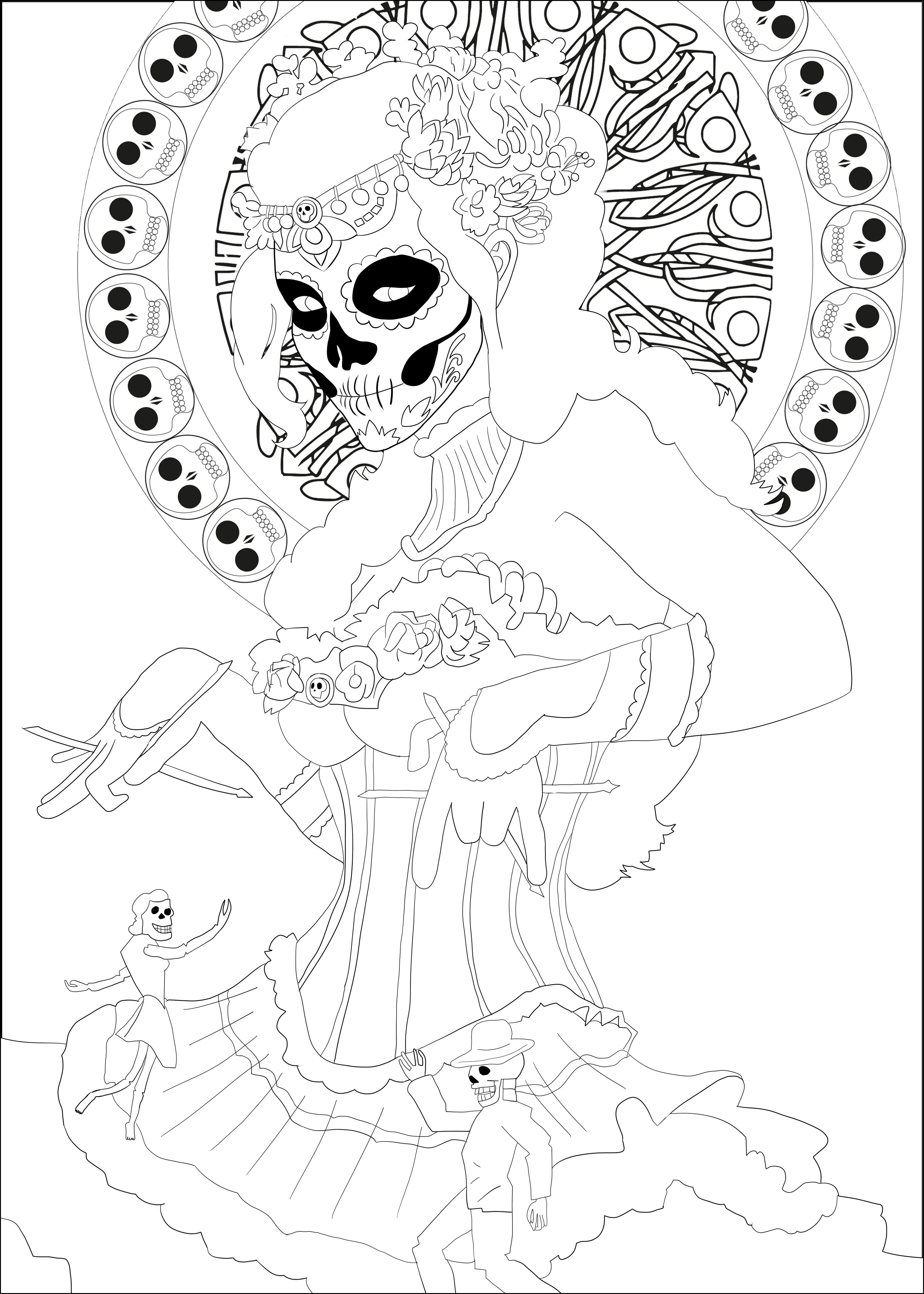 2952x4133 Dia De Los Muertos Coloring Pages
