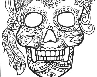 Dia De Los Muertos Skulls Coloring Pages