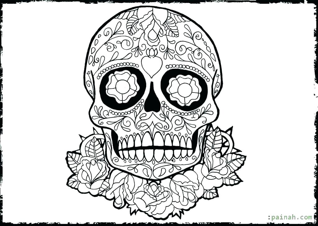 1024x728 Dia De Los Muertos Skull Coloring Pages