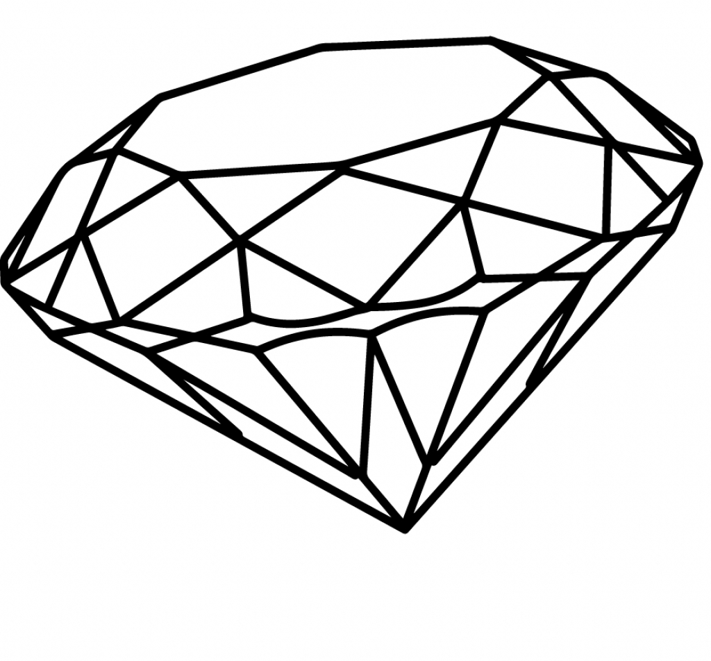 1024x952 Simple Diamond Drawing Outline Clipartsco In Drawings Of Diamonds