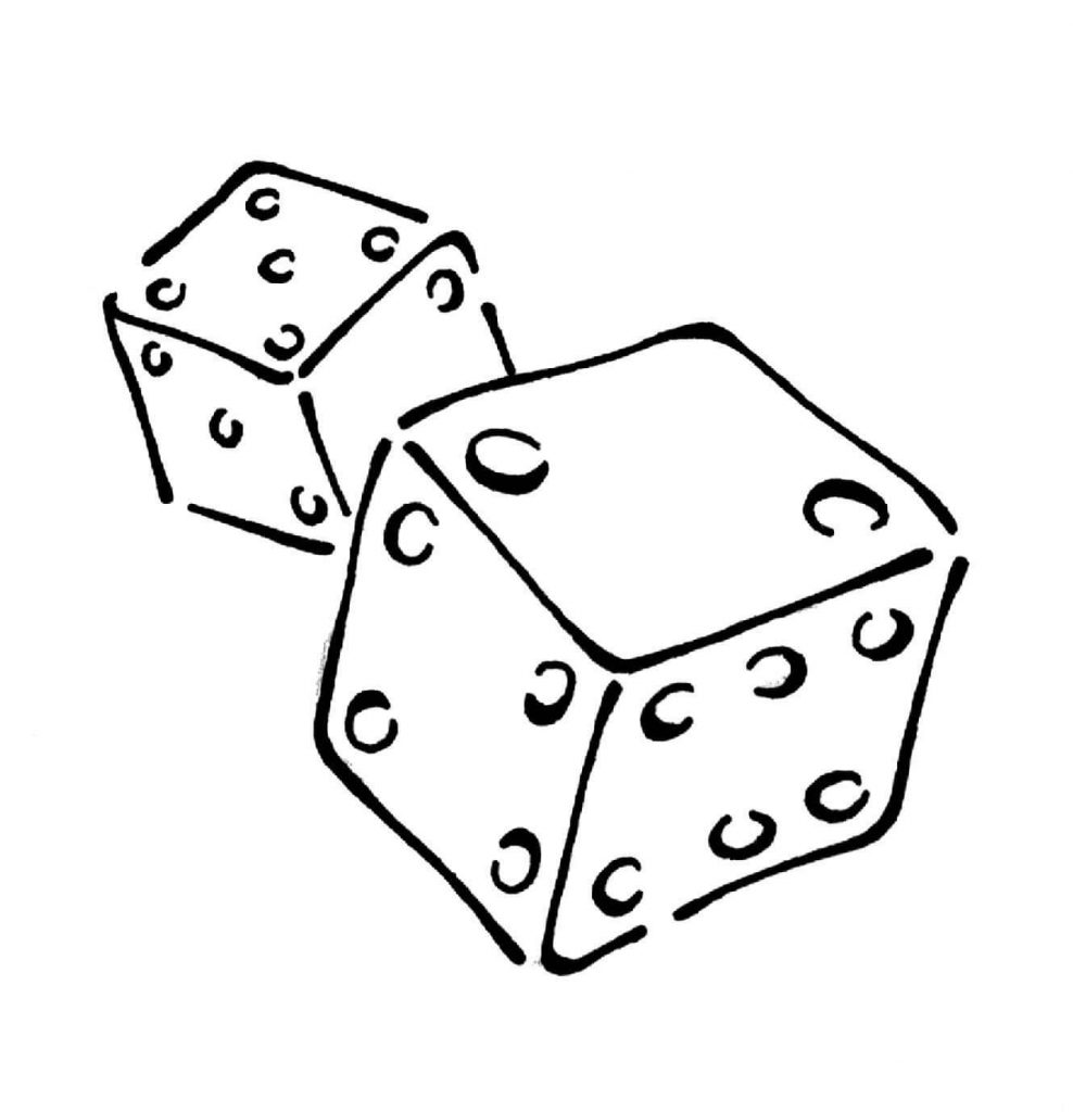 988x1024 Playing Dice Game Coloring Page