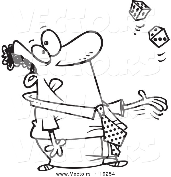 600x620 Vector Of A Cartoon Black Businessman Tossing Dice