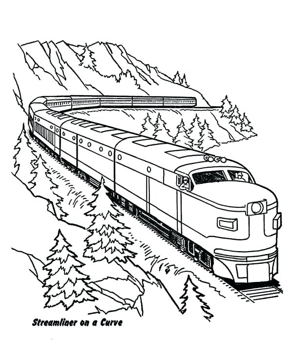 600x734 Trains Coloring Pages Train On A Curve Coloring Page Color Trains