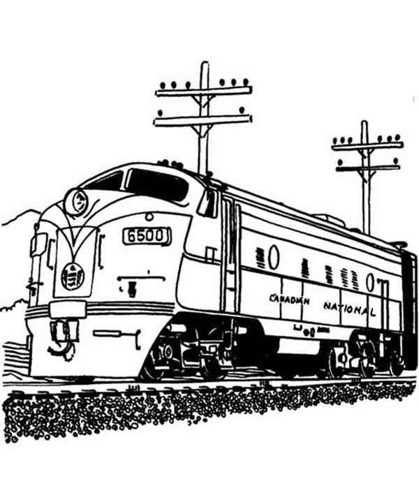 600x686 Streamlined Diesel Engine Train On Railroad Coloring Page Color Luna