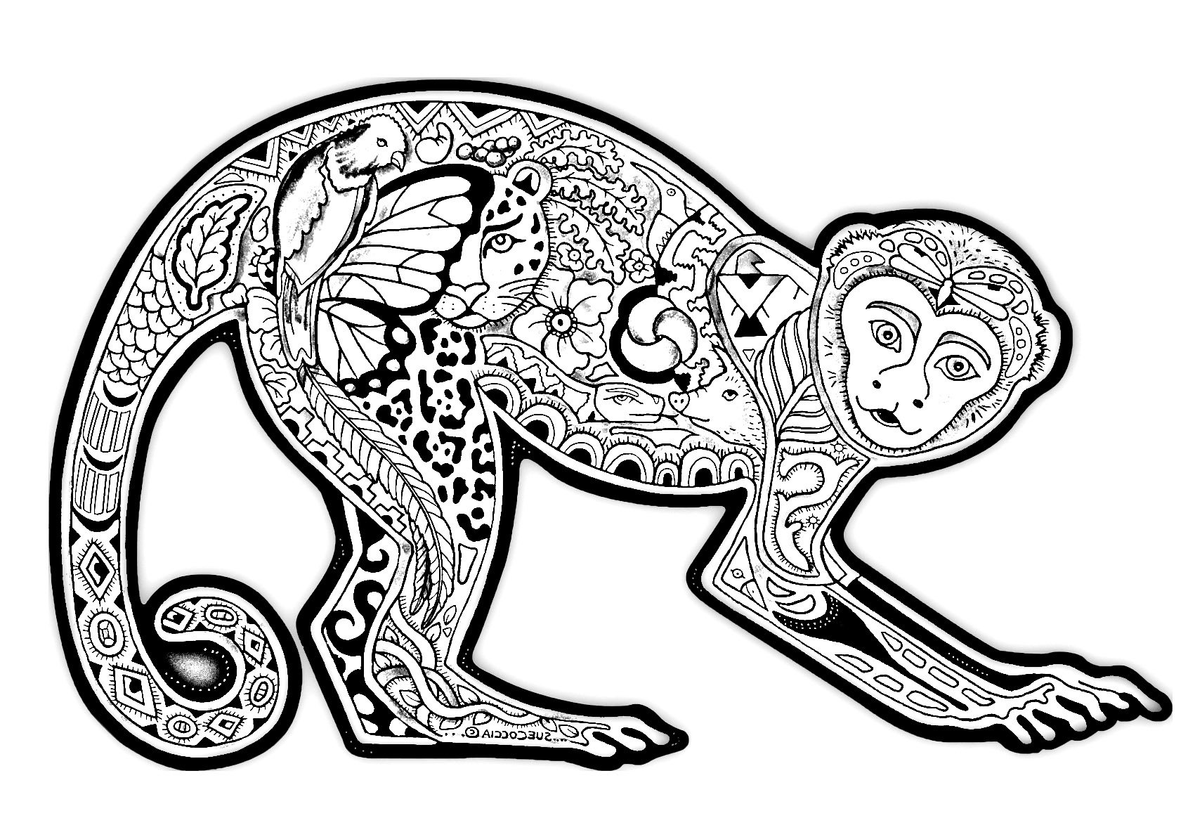 1691x1191 Best Of Free Coloring Page Coloring Difficult Monkey A Coloring