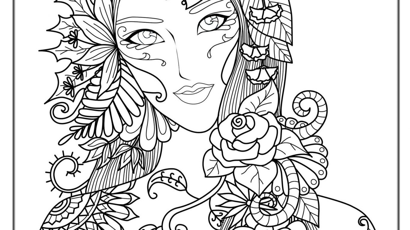 1366x768 Free Coloring Page Adult Big Owl Pretty Full Hard Extreme Adults