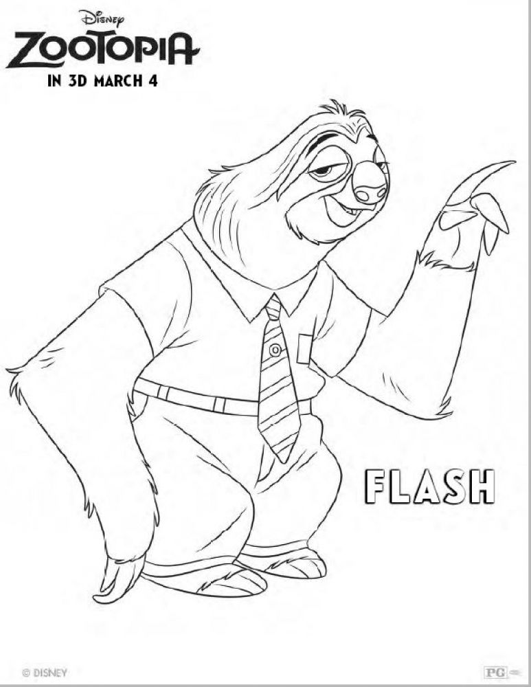 773x1000 Flash Hundred Yard Dash Difficult Disney Zootopia Coloring Pages