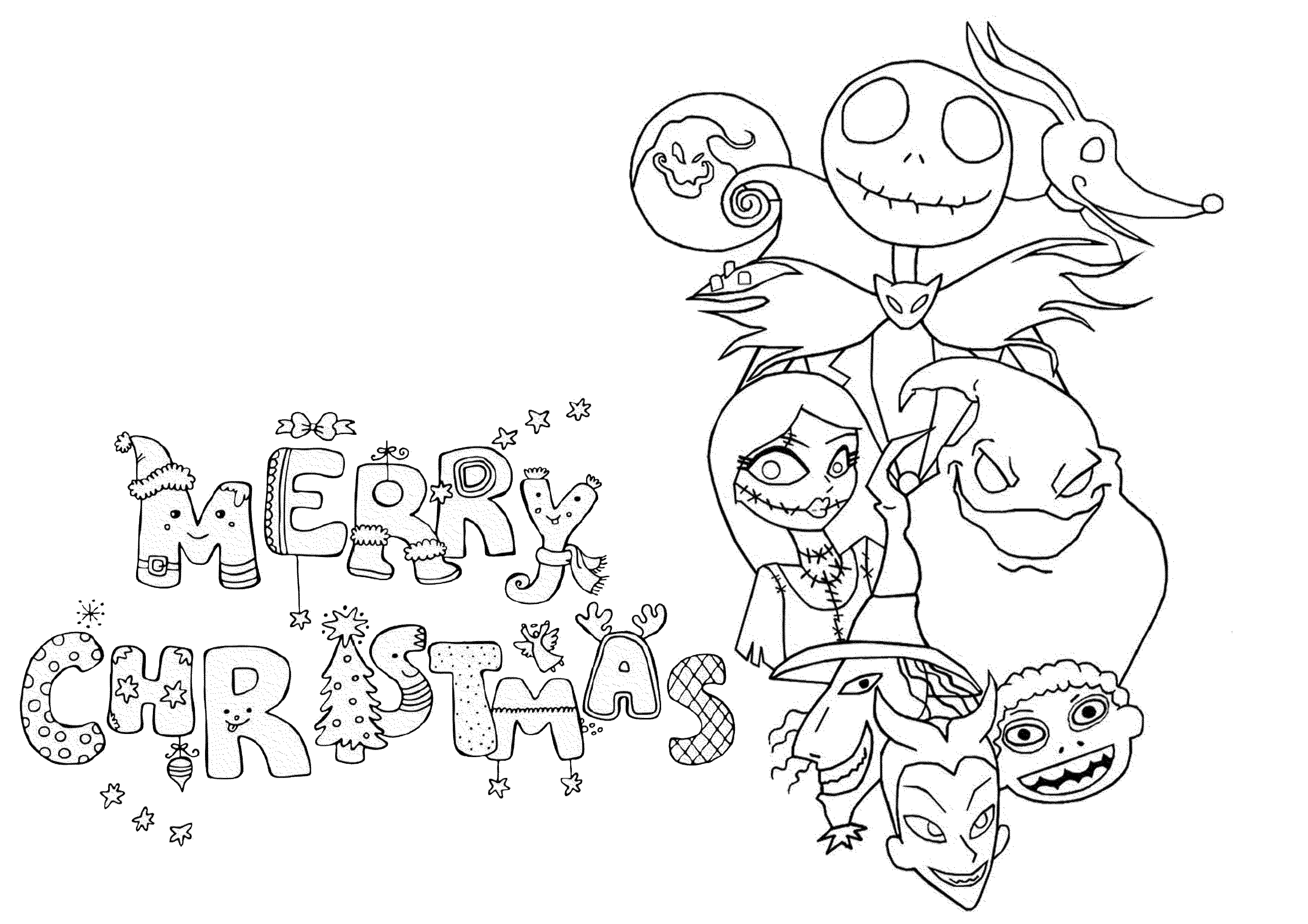 3508x2480 Free Printable Hard Christmas Coloring Pages