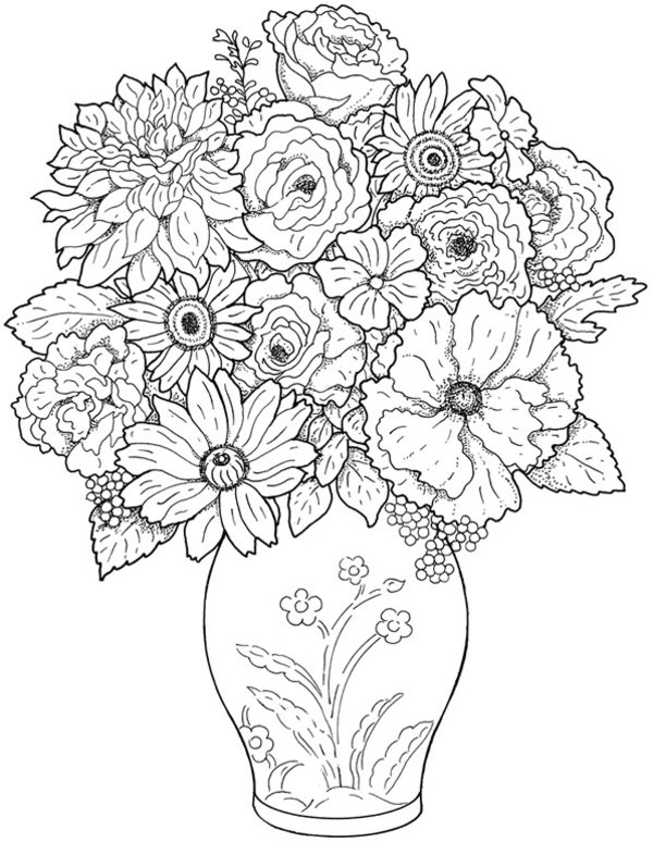 600x774 Difficult Flower Coloring Pages