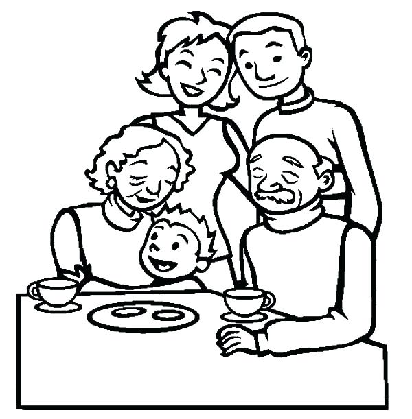 600x611 Family Coloring Page Family Coloring Pages The Family Coloring