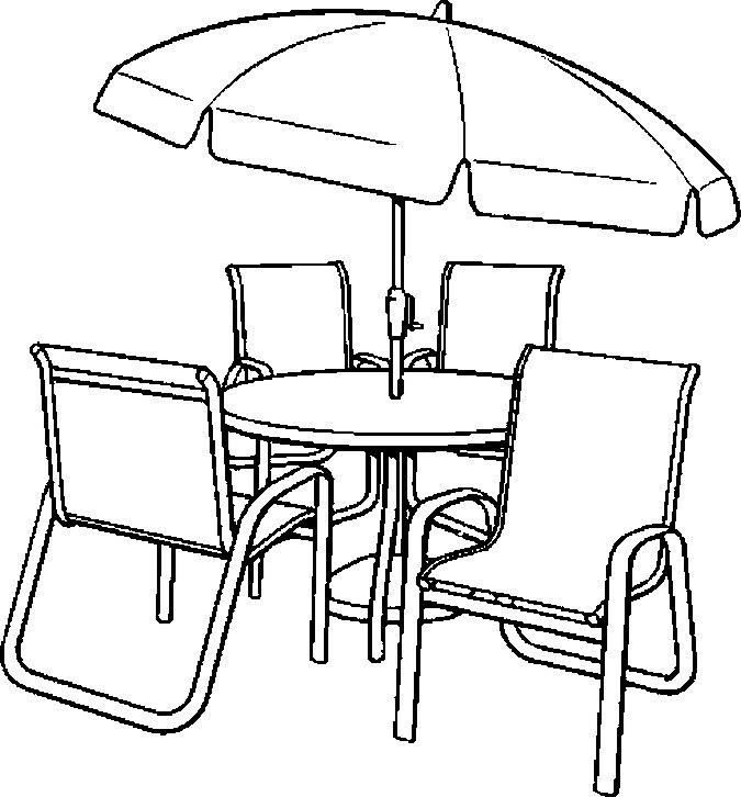 675x726 Table And Chair Coloring Page