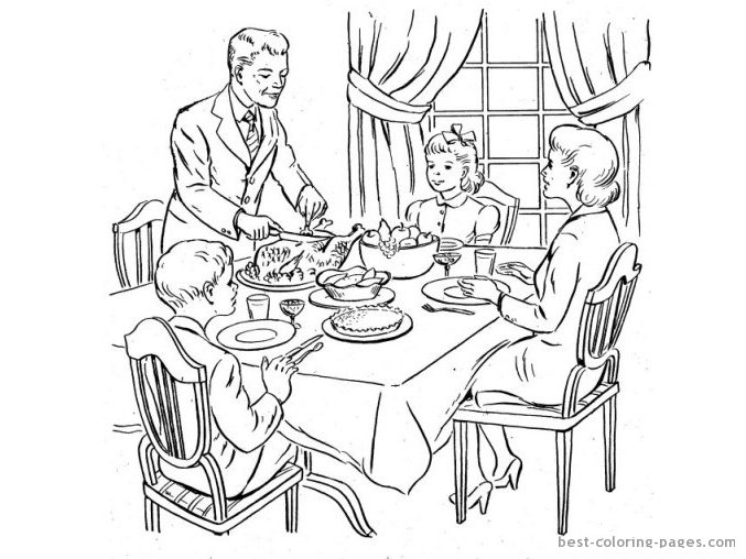 677x508 Thanksgiving Dinner Coloring Pages