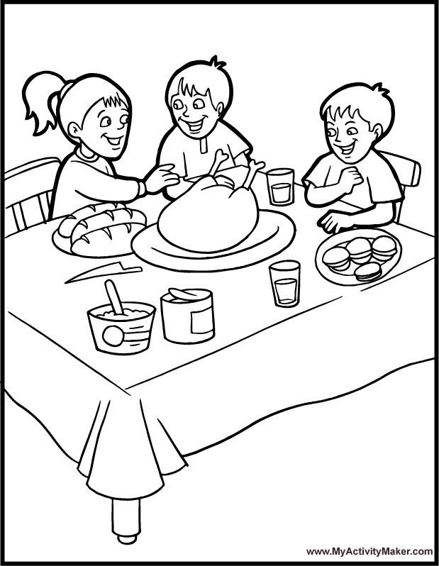 619x798 Thanksgiving Table Coloring Pages
