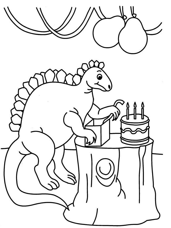 720x960 Dinosaur Birthday Coloring Page