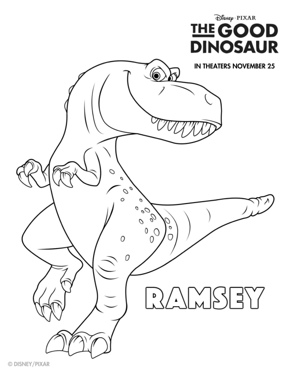 600x776 Disney The Good Dinosaur Free Printable Ramsey Coloring Page