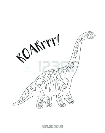 354x450 Dinosaur Skeleton Coloring Pages Skeleton Outline Drawing Fossil