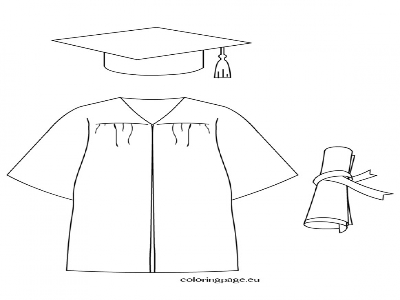 1280x960 Graduation Gown Coloring Pages Cap Diploma Dress Page