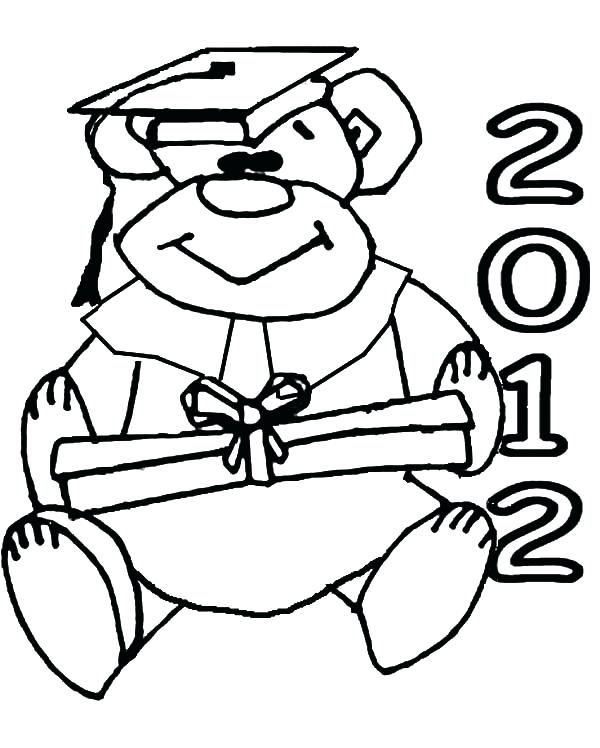 600x748 Graduation Cap And Diploma Outline Coloring Pages Graduation Cap