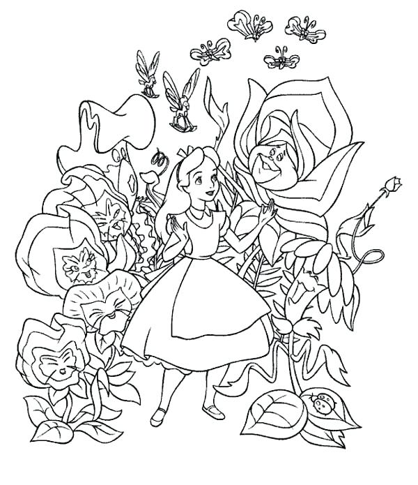 600x695 Disney Alice Wonderland Coloring Pages Extravagant