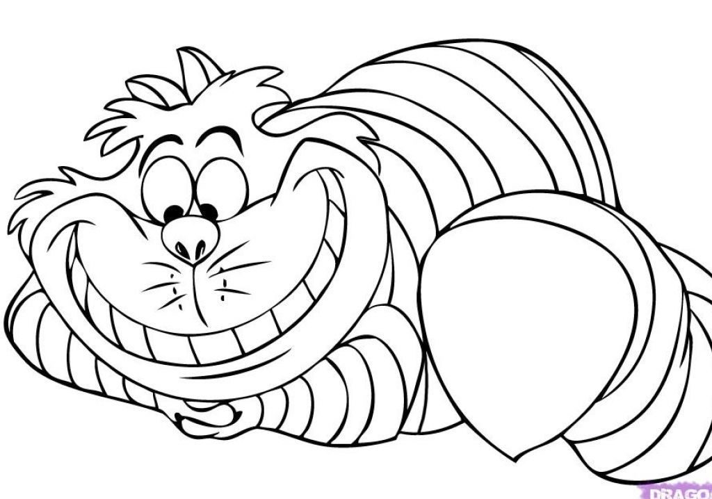 1024x718 Free Alice In Wonderland Cartoon Coloring Pages For Kids Animals
