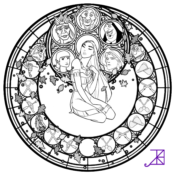720x720 Disney Pocahontas Stained Glass Art Coloring Pages