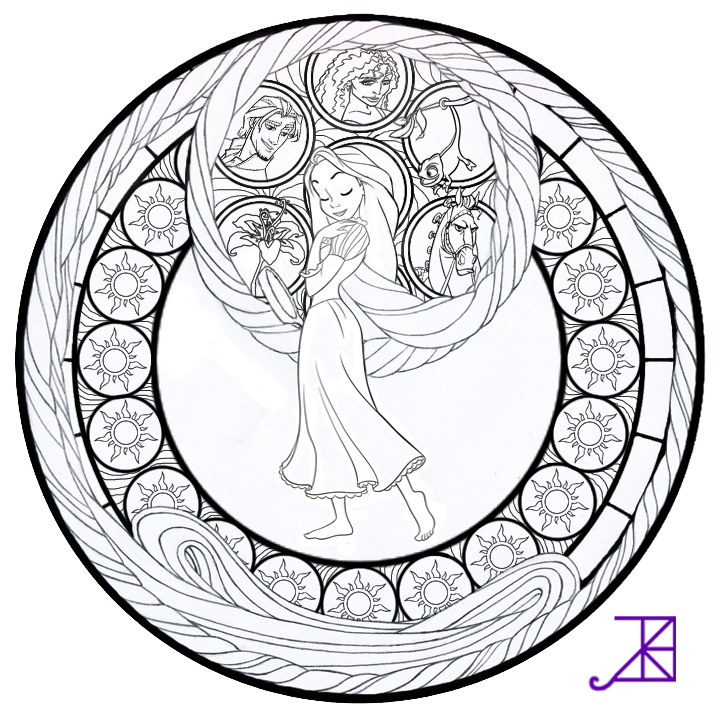 720x720 Rapunzel Stained Glass Line Art By Akili Amethyst