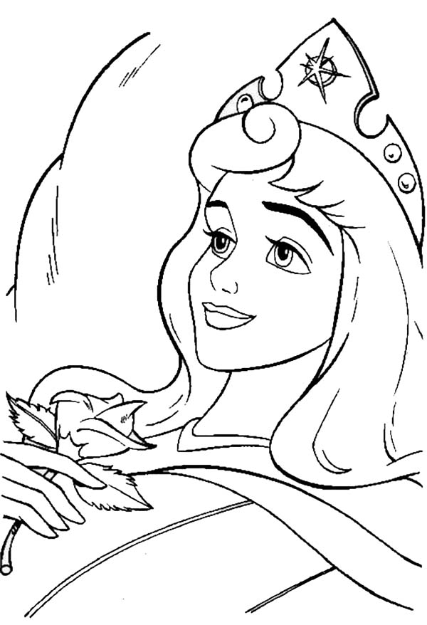 600x878 Princess Aurora Smiling In Sleeping Beauty Coloring Page Color Luna