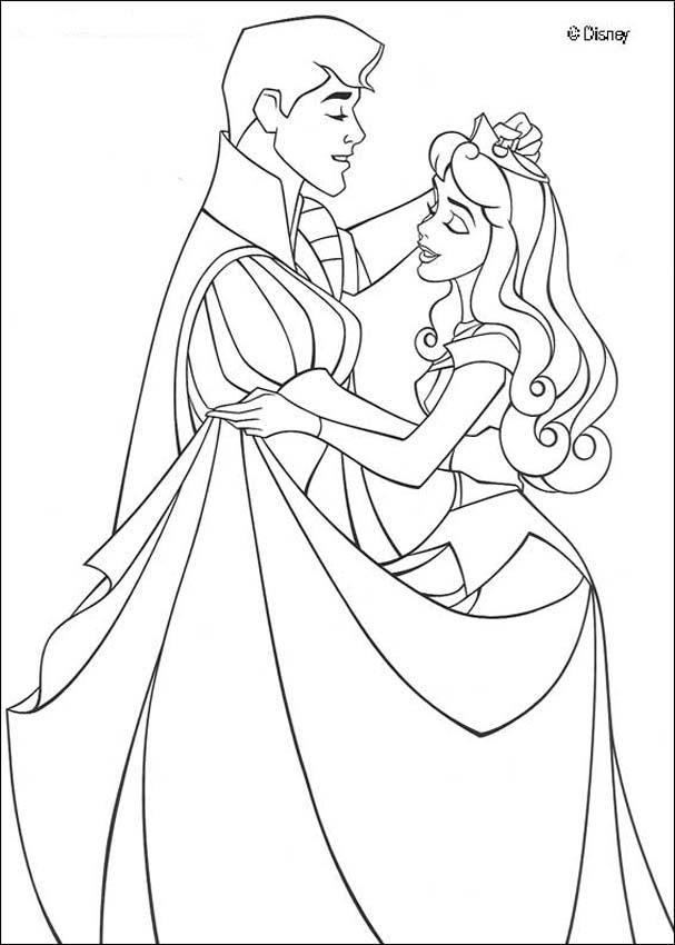 607x850 Princess Aurora And Prince Philip Dancing Waltz Coloring Pages