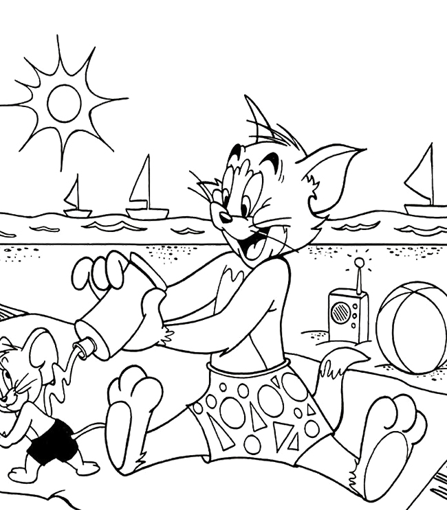 650x743 Tom And Jerry On The Beach Disney Summer Coloring Pages Printable