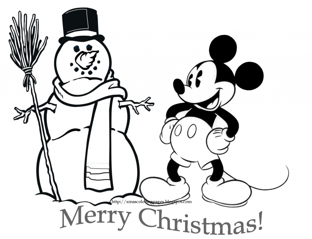 1024x786 Coloring Pages Free Disney Christmas Printable On Mickey Mouse