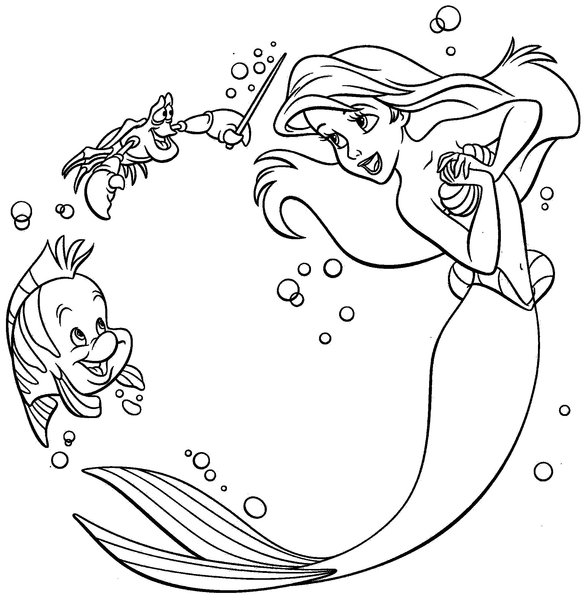 1963x2000 Ariel Playing With Sebastian Little Mermaid Coloring Pages