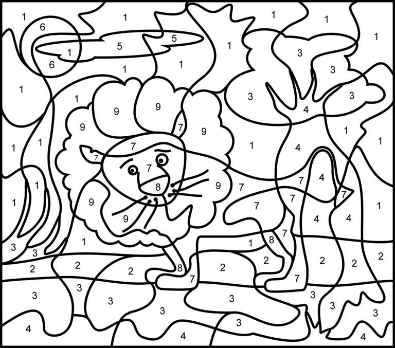 768x677 Color By Numbers Coloring Pages For Kids 531222