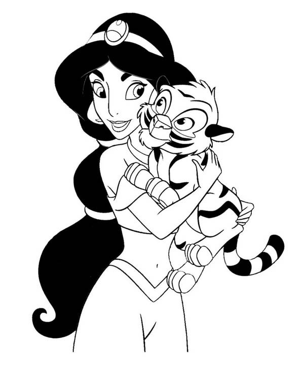 600x733 Endearing Jasmine Coloring Pages Printable For Funny Aladdin